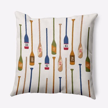 E by Design Oar Numbers Square Throw Pillow in Ivory. View a larger version of this product image.