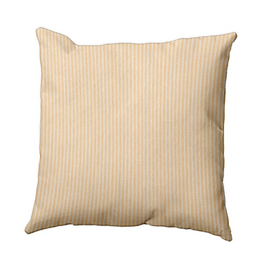Ticking Stripe Square Throw Pillow in Yellow. View a larger version of this product image.