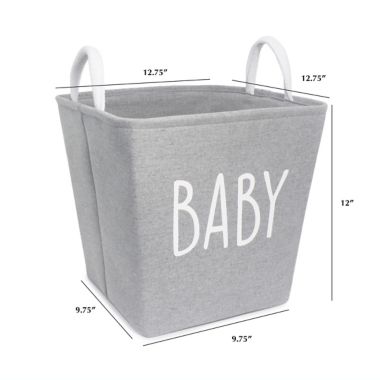 Taylor Madison Designs&reg; Baby 12.75-Inch Square Fabric Tote Bin in Grey. View a larger version of this product image.