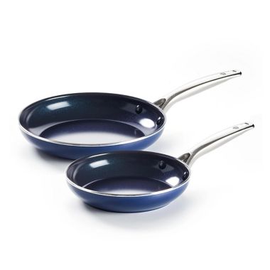 Blue Diamond&trade; Nonstick Ceramic 2-Piece Frying Pan Set in Blue. View a larger version of this product image.