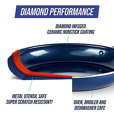 Blue Diamond&trade; Nonstick Ceramic 2-Piece Frying Pan Set in Blue. View a larger version of this product image.