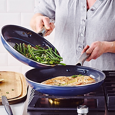 Blue Diamond&trade; Nonstick Ceramic 2-Piece Frying Pan Set in Blue. View a larger version of this product image.