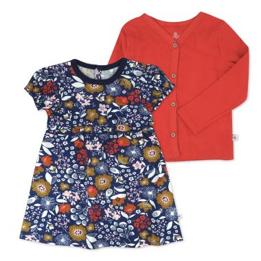 Honest&reg; Size 2T 2-Piece Party Dress and Cardigan Set in Navy/Copper. View a larger version of this product image.