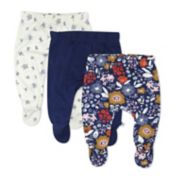 The Honest Company&reg; 3-Pack Organic Cotton Footed Harem Pants in Navy/Ivory