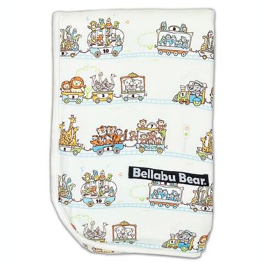 Bellabu Bear Zoo Train Baby Blanket in White. View a larger version of this product image.