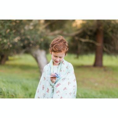 Bellabu Bear Vintage Airplanes Baby Blanket in Blue. View a larger version of this product image.