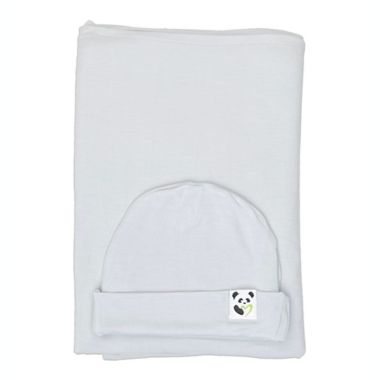 Bellabu Bear Swaddle and Beanie Set in Cloud Grey. View a larger version of this product image.