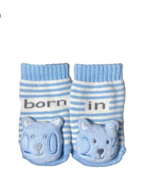 IQ Kids Size 0-12M 2023 Bear Rattle Socks in Blue