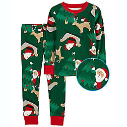 carter's® 2-Piece Santa Christmas Snug-Fit Cotton Pajama Set in Green