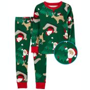 carter's&reg; 2-Piece Santa Christmas Snug-Fit Cotton Pajama Set in Green