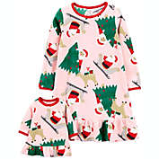 carter&#39;s&reg; 2-Piece Christmas Nightgown with Doll Nightgown Set in Pink