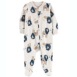 carter's® Size 6M Lion 2-Way Zip Cotton Sleep & Play in Ivory/Green