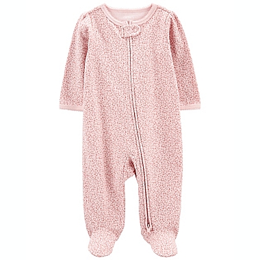 carter&#39;s&reg; Newborn Heart 2-Way Zip Cotton Sleep &amp; Play in Pink. View a larger version of this product image.