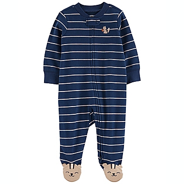 carter&#39;s&reg; Chipmunk 2-Way Zip Cotton Sleep &amp; Play in Navy. View a larger version of this product image.