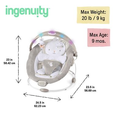 Ingenuity&trade; Twinkle Tails Bouncer in Grey. View a larger version of this product image.