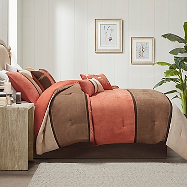 Madison Park Palisades 7-Piece Queen Reversible Comforter Set in Coral/Natural. View a larger version of this product image.