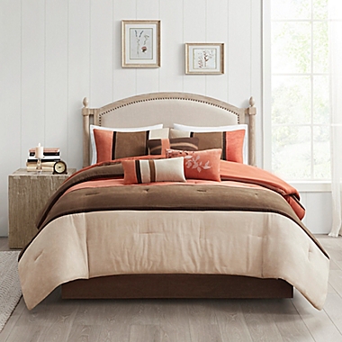 Madison Park Palisades 7-Piece Queen Reversible Comforter Set in Coral/Natural. View a larger version of this product image.