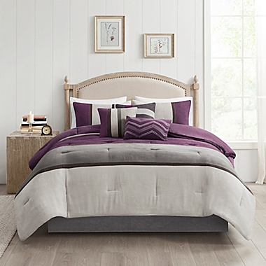 Madison Park Palisades 7-Piece Reversible Queen Comforter Set in Purple. View a larger version of this product image.