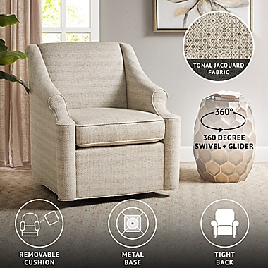 Madison Park Justin Swivel Glider Chair in Tan. View a larger version of this product image.