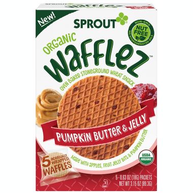 Sprout Organics&reg; Wafflez&trade; 5-Pack Pumpkin Butter &amp; Jelly Baked Wheat Snacks. View a larger version of this product image.