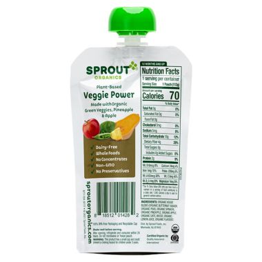 Sprout Organics&reg; 4 oz. Plant-Based Veggie Power Pouch in Green Veggies. View a larger version of this product image.