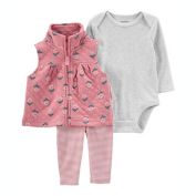 carter&#39;s&reg; 3-Piece Floral Vest, Bodysuit, and Striped Pant Set in Pink