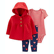 carter&#39;s&reg; 3-Piece Quilted Cardigan, Bodysuit, and Legging Set in Red