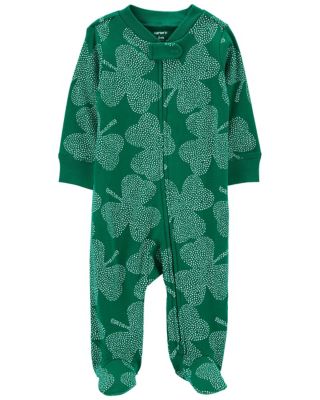 carter&#39;s&reg; Newborn Clover 2-Way Zip Sleep &amp; Play Footed Pajamas in Green