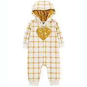 carter&#39;s&reg; Size 3M Heart Hooded Zip-Up Jumpsuit in Yellow