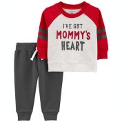 carter's&reg; 2-Piece Mommy's Heart Sweatshirt and Pant Set in Red