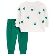 carter's&reg; 2-Piece Clover St. Patrick's Day Pant and Top Set in Green