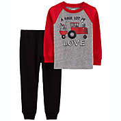 carter&#39;s&reg; 2-Piece Love Tractor Snow Yarn T-Shirt and Jogger Set in Grey
