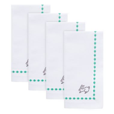 Everhome&trade; Embroidered Easter Bunny Napkins in Bright White (Set of 4). View a larger version of this product image.
