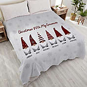 Christmas Gnome Personalized 90-Inch x 90-inch Queen Plush Fleece Blanket in White/Red