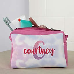 Ombre Initial Personalized Embroidered Tie Dye Makeup Bag