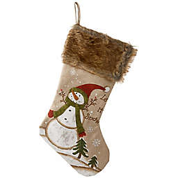 National Tree Company® Alpine 21-Inch Red Hat Snowman Christmas Stocking in Brown