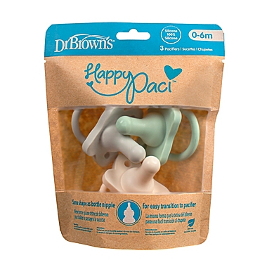 Dr. Brown&#39;s&reg; HappyPaci&trade; 3-Pack Silicone Pacifiers in Green. View a larger version of this product image.