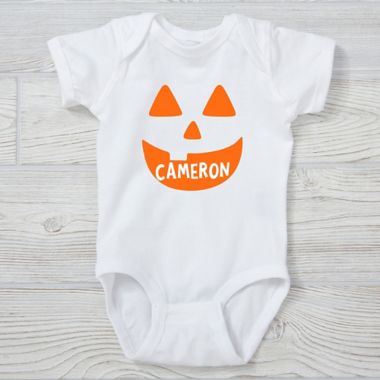 Jack-o&#39;-Lantern Size 6-18M Personalized Halloween Baby Bodysuit. View a larger version of this product image.