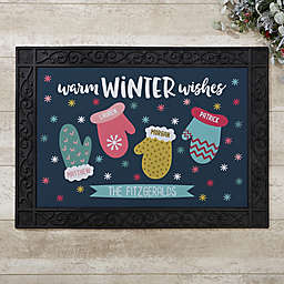 Warm Winter Wishes Personalized Doormat