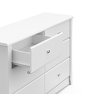 Storkcraft&reg; Crescent 6-Drawer Double Dresser in White. View a larger version of this product image.