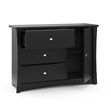 Storkcraft Crescent 3-Drawer Combo Dresser in Black. View a larger version of this product image.