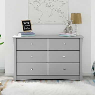 Storkcraft&reg; Crescent 6-Drawer Double Dresser in Pebble Grey. View a larger version of this product image.