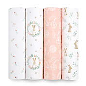 aden + anais essentials&reg; 4-Pack Blushing Bunnies Cotton Muslin Swaddle Blankets in Pink