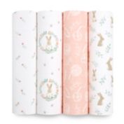 aden + anais essentials&reg; 4-Pack Blushing Bunnies Cotton Muslin Swaddle Blankets in Pink