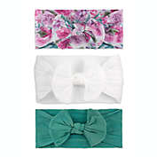 Khristie&reg; 3-Pack Floral &amp; Solid Bow Headwraps