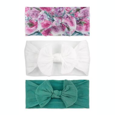 Khristie&reg; 3-Pack Floral &amp; Solid Bow Headwraps. View a larger version of this product image.