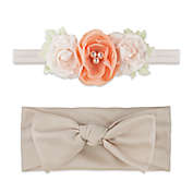 Khristie&reg; Size 0-36M 2-Pack Rosettes and Bow Headwraps in Peach/Beige