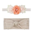 Alternate image 0 for Khristie&reg; Size 0-36M 2-Pack Rosettes and Bow Headwraps in Peach/Beige