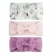 Khristie&reg; 3-Pack Floral &amp; Solid Bow Headwraps in Pink/Purple
