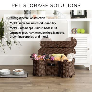 DII Medium Bone-Shaped Dog Toy Basket in Brown. View a larger version of this product image.